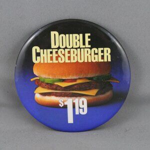 Vintage McDonalds Pin - Double Cheeseburger 1.19 - Celluloid Pin